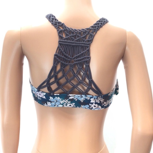 Arizona Jean Co Blue Floral Flounce Bikini Top - Picture 3 of 10